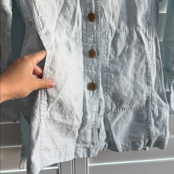 J. Jill linen pale blue shirt jacket - Picture 3 of 6